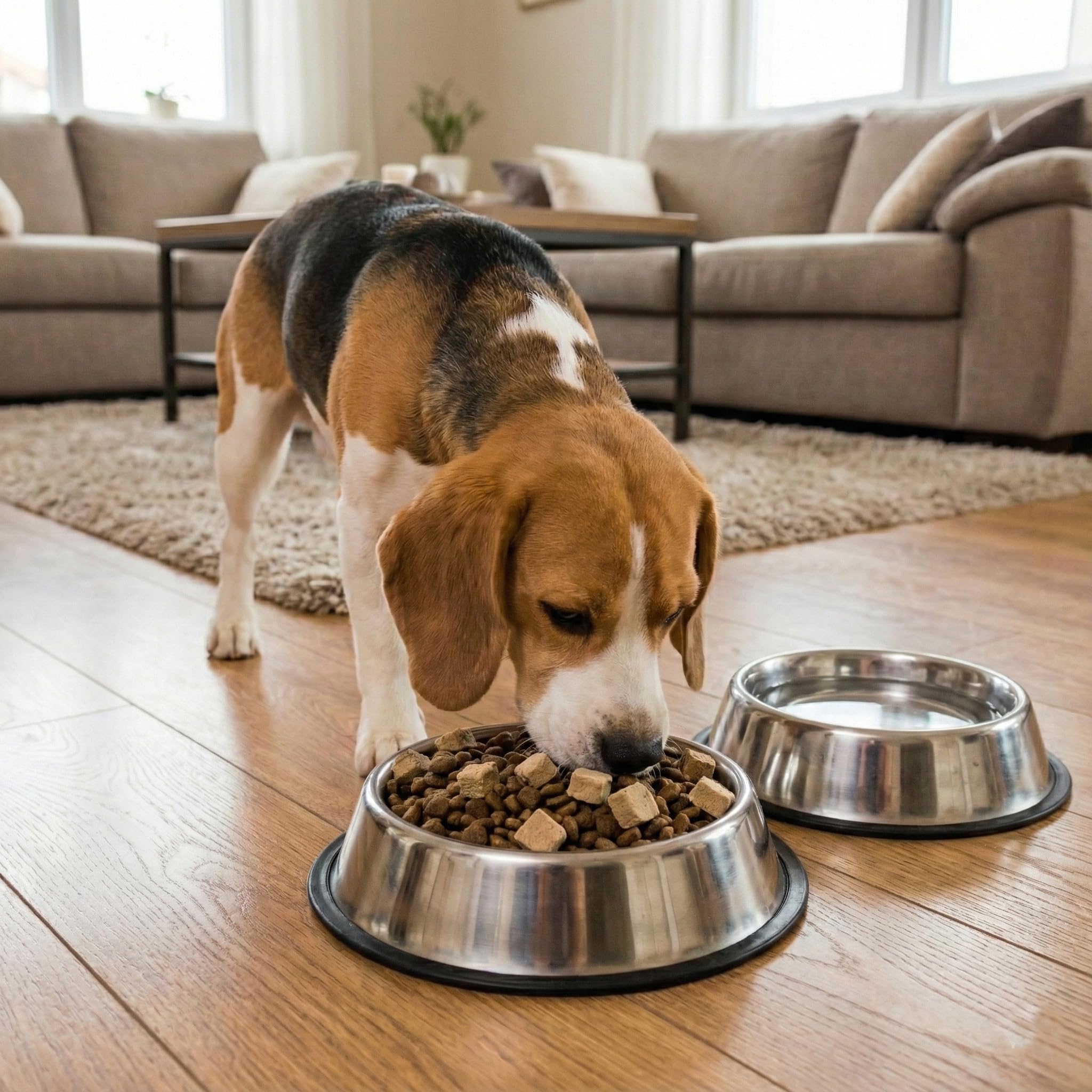 Fieldcrest Farms beef liver topper sprinkled over kibble for flavor.