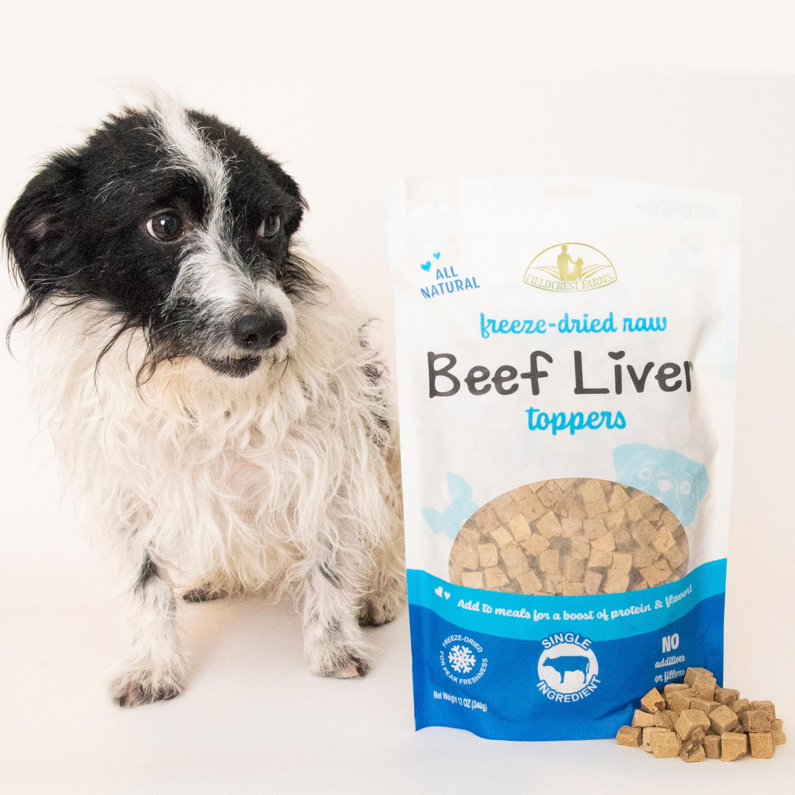 Fieldcrest Farms freeze-dried beef liver bites ideal for treats.
