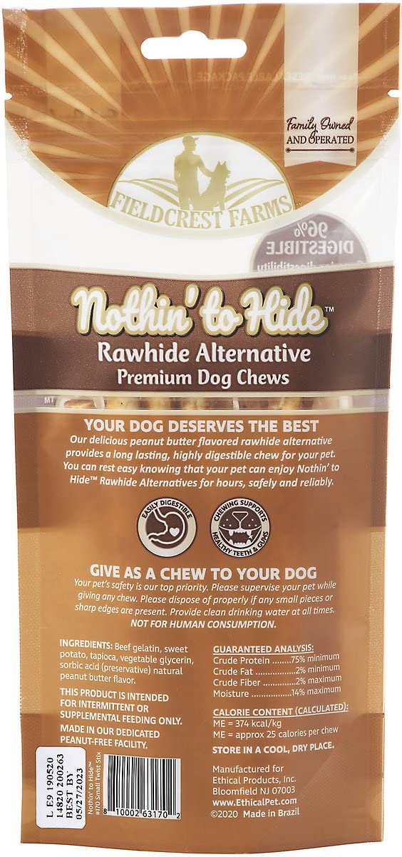 Ingredients label closeup for Fieldcrest Farms Nothing to Hide Twist Stix peanut butter