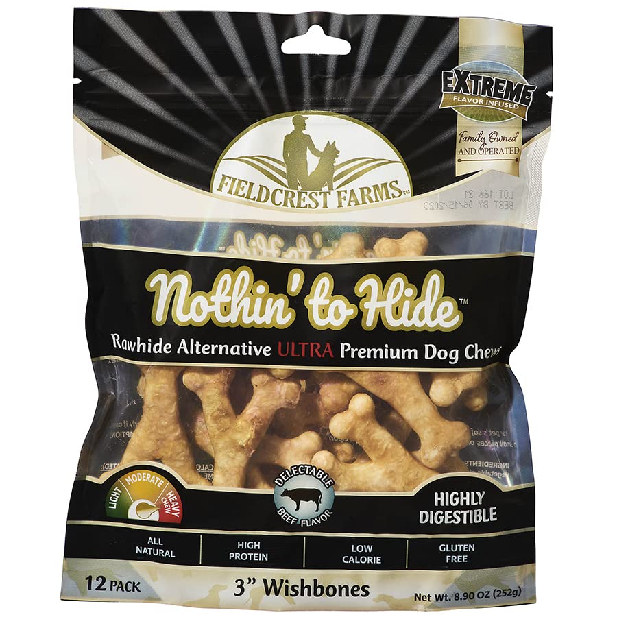 Fieldcrest Farms Nothing to Hide 3'' Wish Bone close-up, digestible chew for small dogs