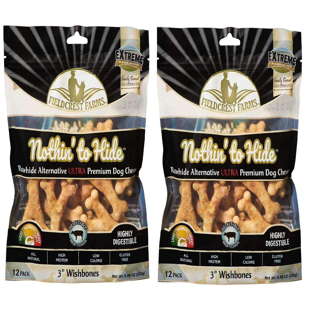 Fieldcrest Farms Nothing to Hide wish bone 3in for small dogs promotes satisfying, safe chewing