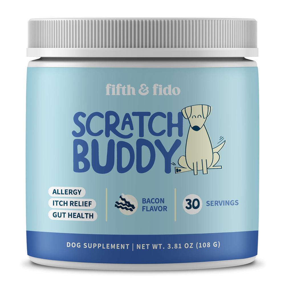 Fifth & Fido Scratch Buddy bottle pour for easy daily dosing and use