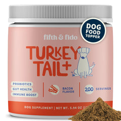 Fifth & Fido turkey tail dog supplement bottle for immune support