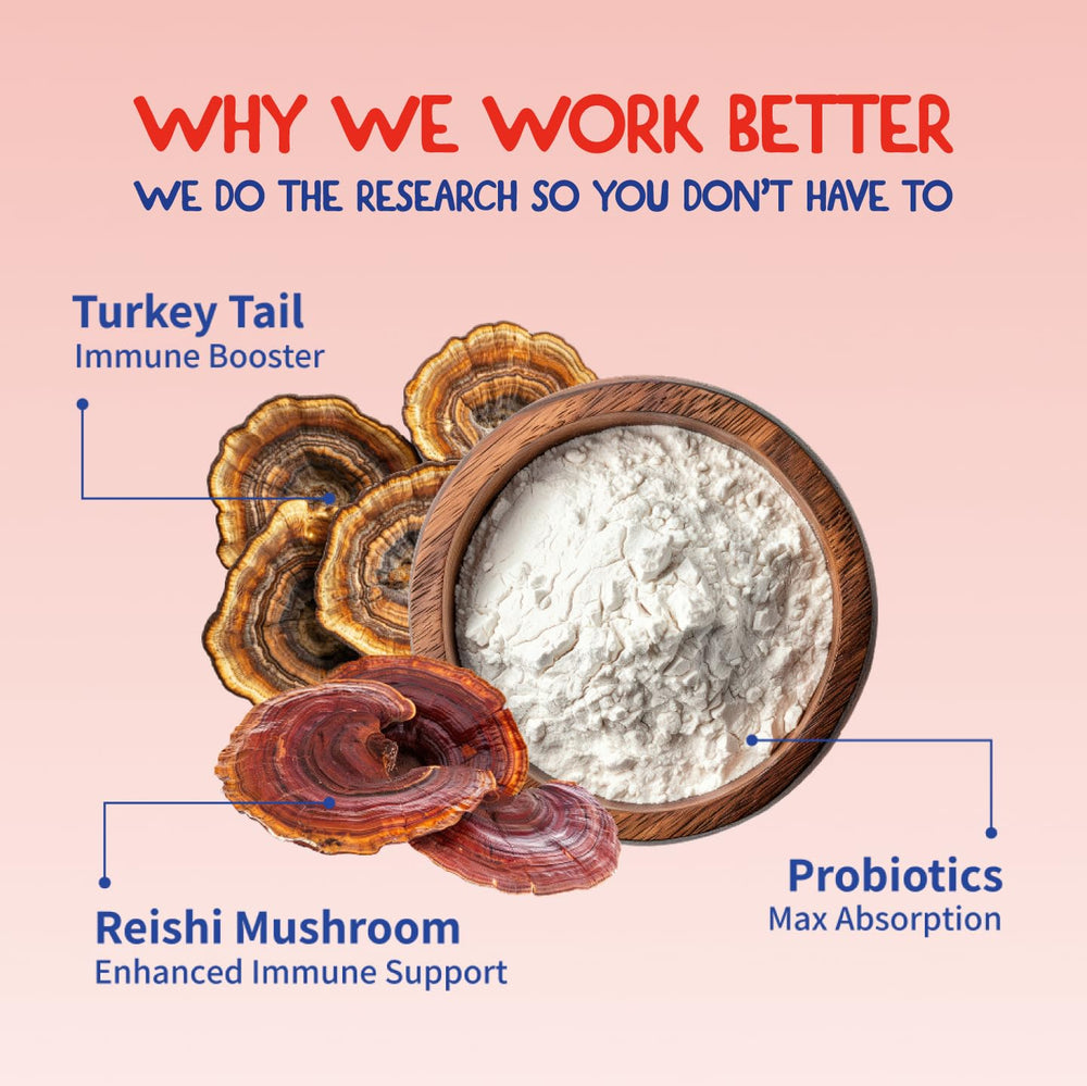 Fifth and Fido turkey tail dogs probiotic powder container digestive health support.