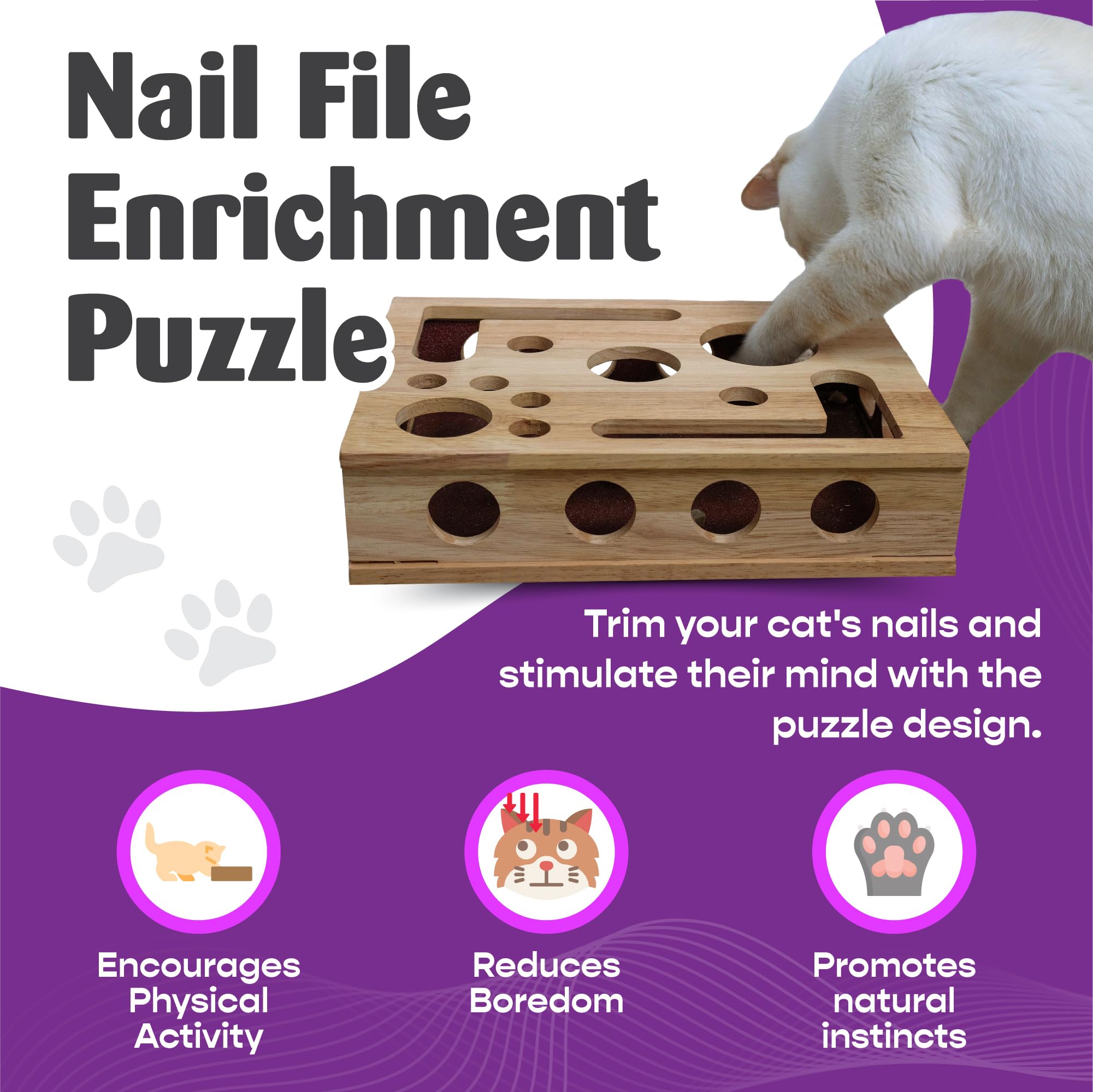 Fig & Friends cat nail file scratch surface closeup reveals gentle texture.