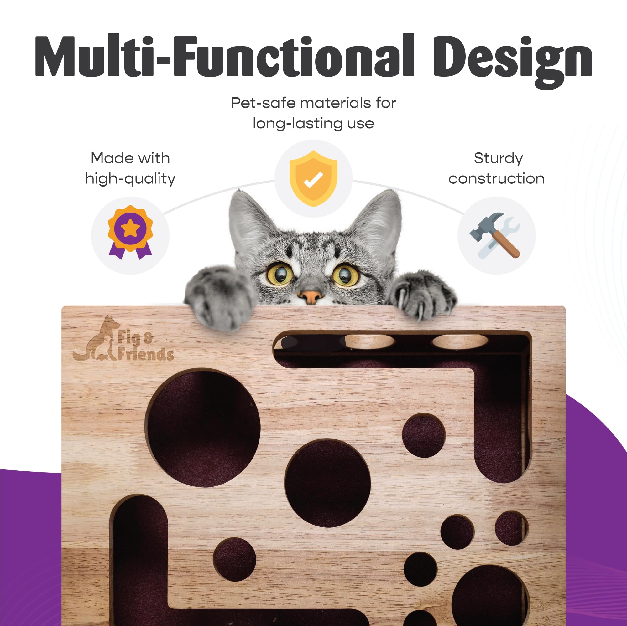 Fig & Friends cat nail file scratch box in use demonstrates calm grooming.