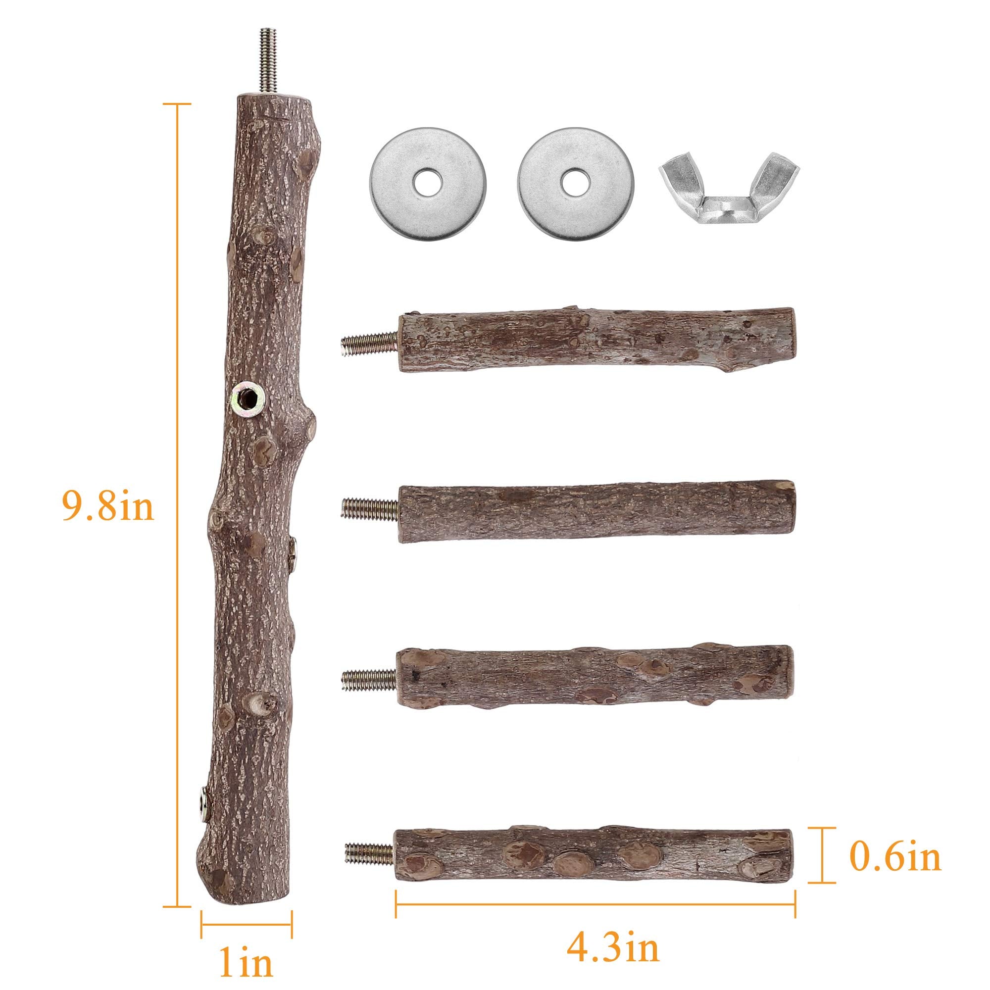 Filhome parrot perch: wooden stand with easy-install design for cages.