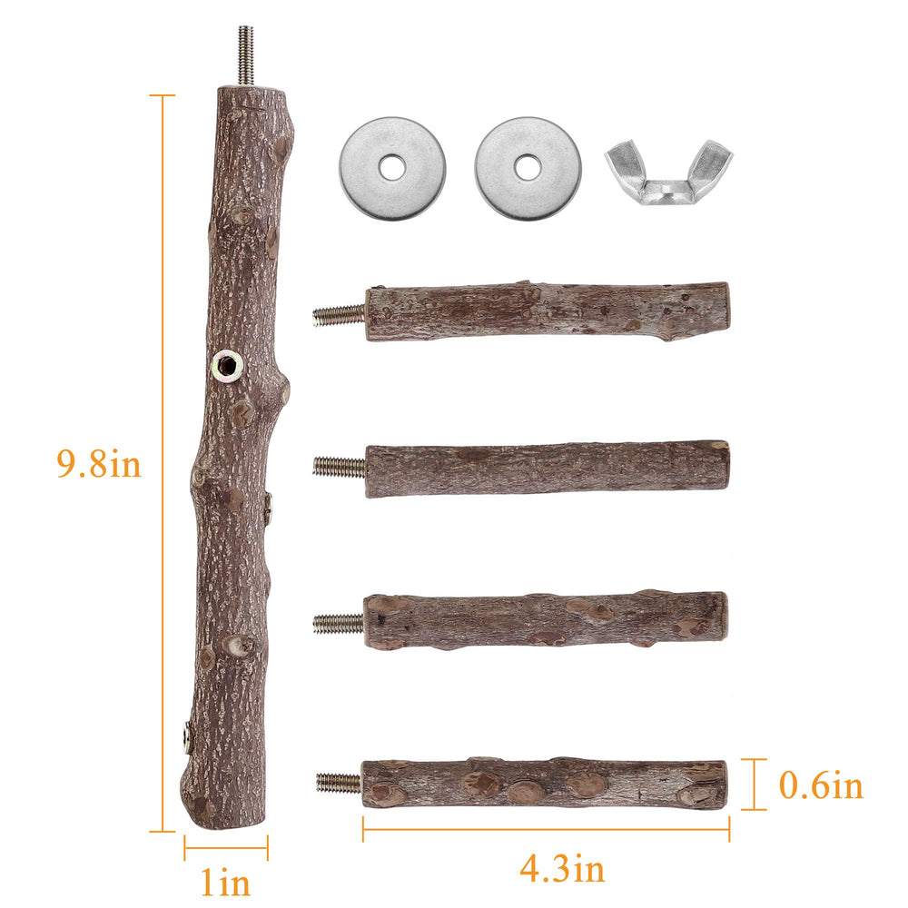 Filhome parrot perch: wooden stand with easy-install design for cages.