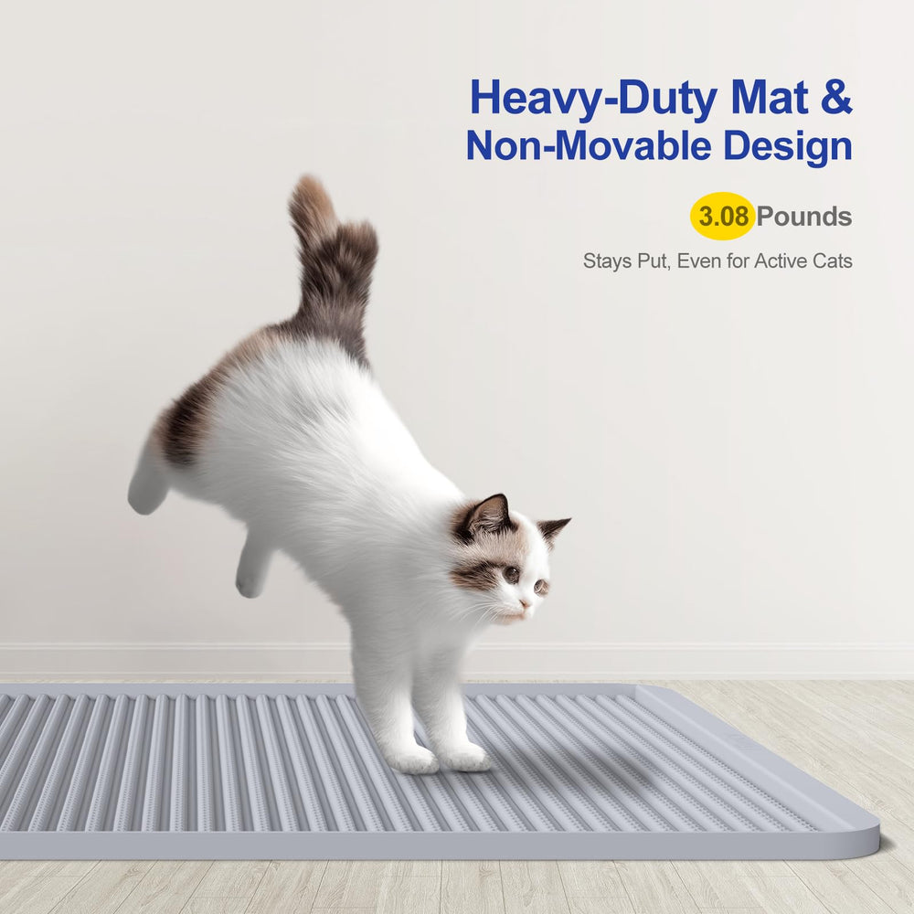 Filmicy non-slip underside keeps mat in place during active cat play.