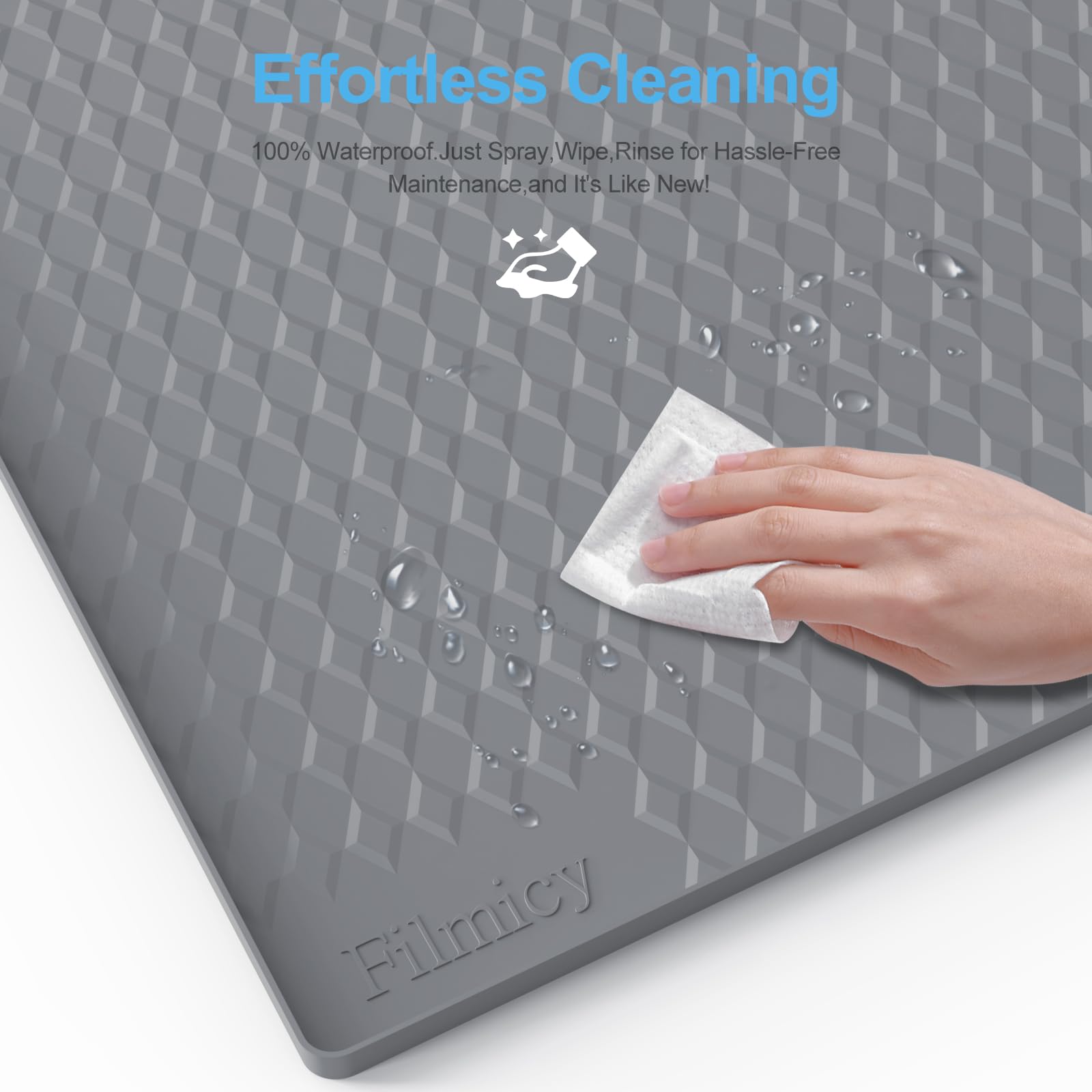 Filmicy textured support under pads enhances airflow and absorption.