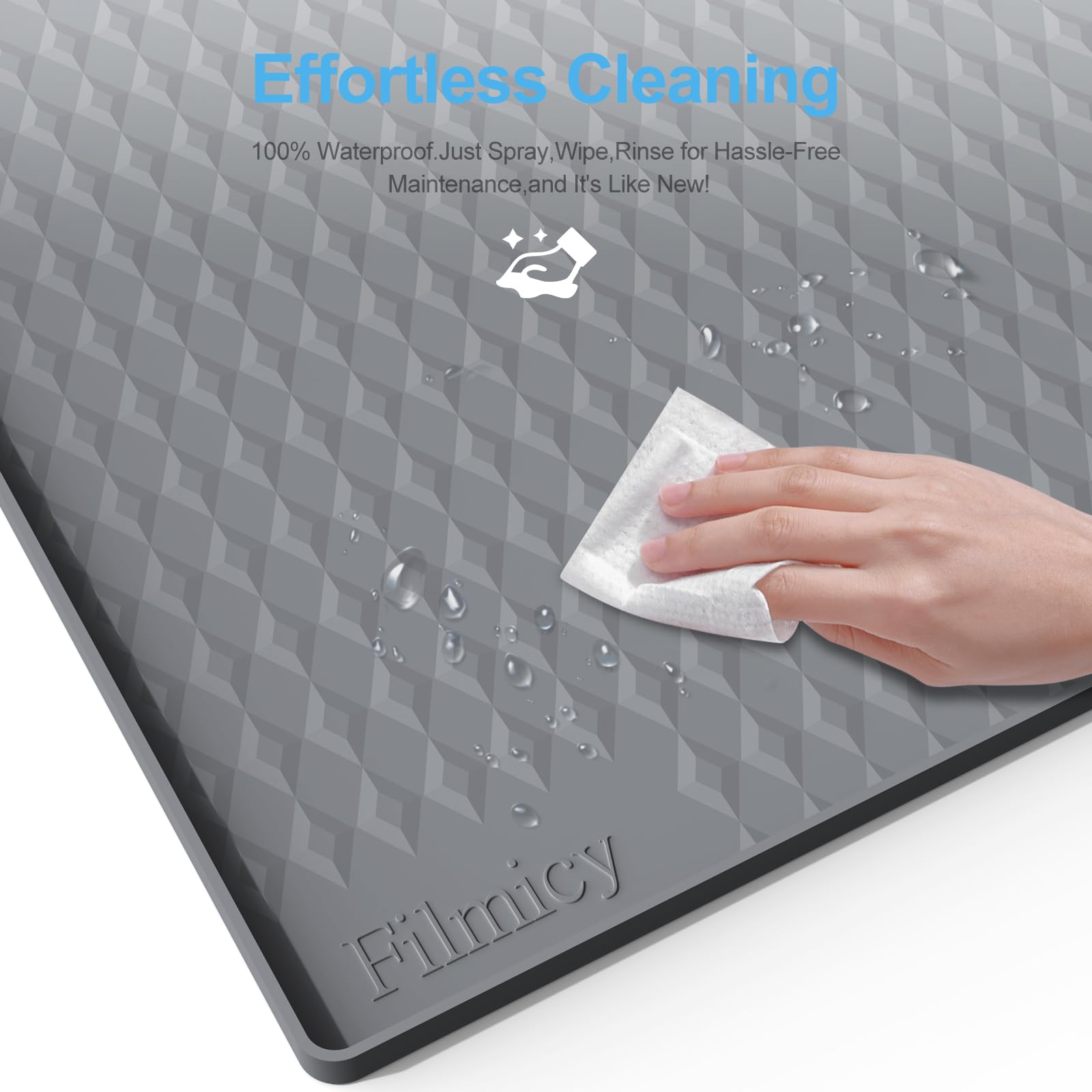Filmicy textured-support under pad improves airflow and absorption.