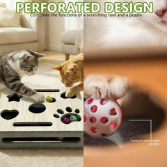 FILWY wooden enrichment box with hidden bell ball for mental stimulation.