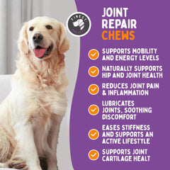 Finest For Pets Joint Repair label close-up highlighting key ingredients for canine joints