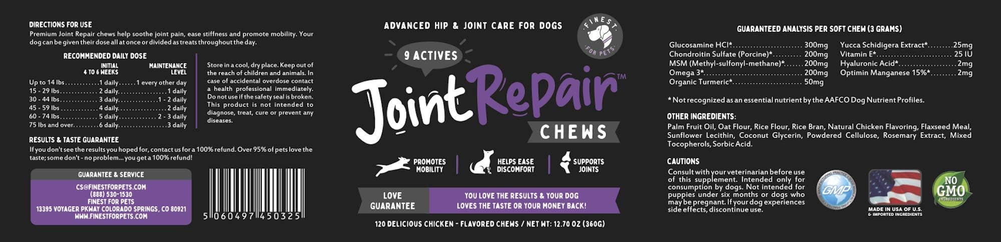 Finest For Pets Joint Repair mobility support for dogs during daily activities