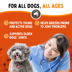 Dog enjoys meal with Finest For Pets liquid glucosamine mixed in.