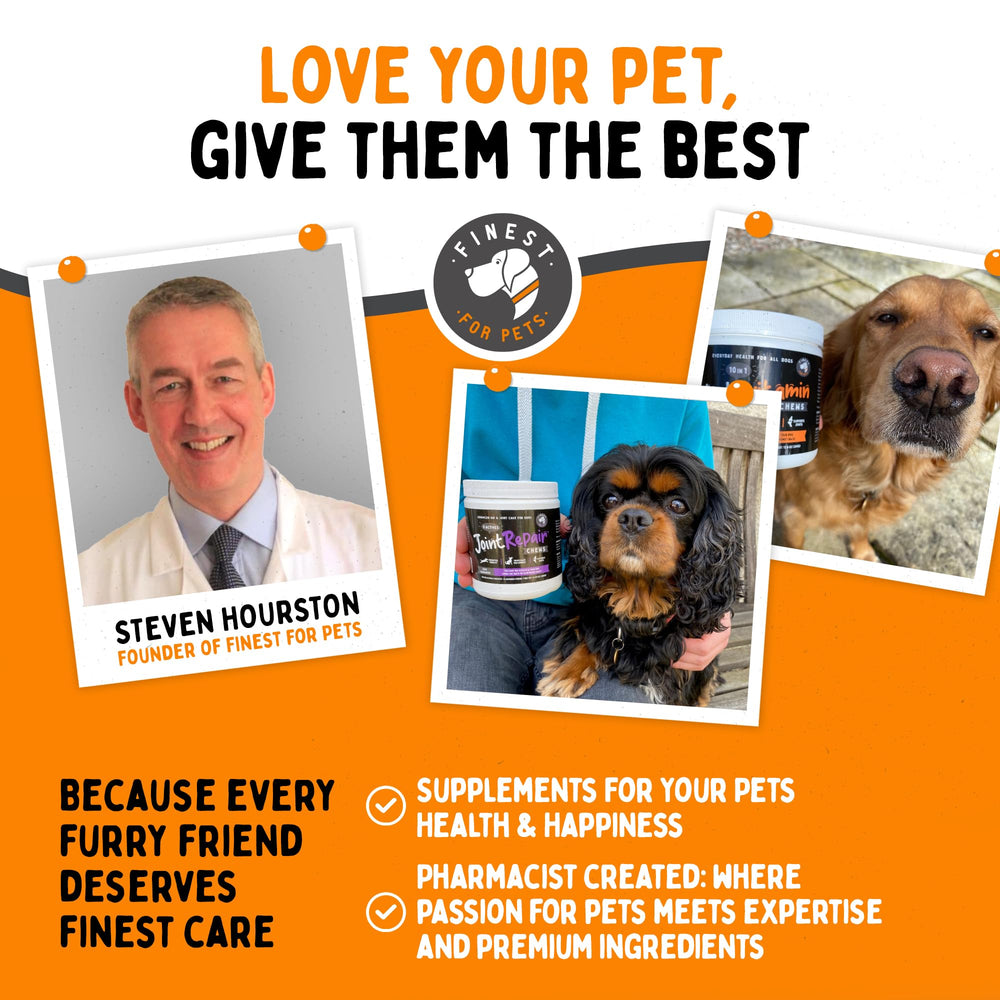 US made GMP facility label on Finest For Pets multivitamin bottle