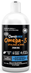 Finest For Pets Omegease fish oil bottle for dogs and cats with omega-3 support.