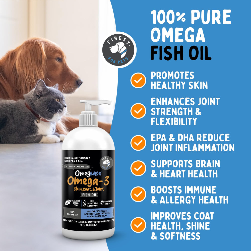 Pouring Omegease into a bowl for easy pet dosing.