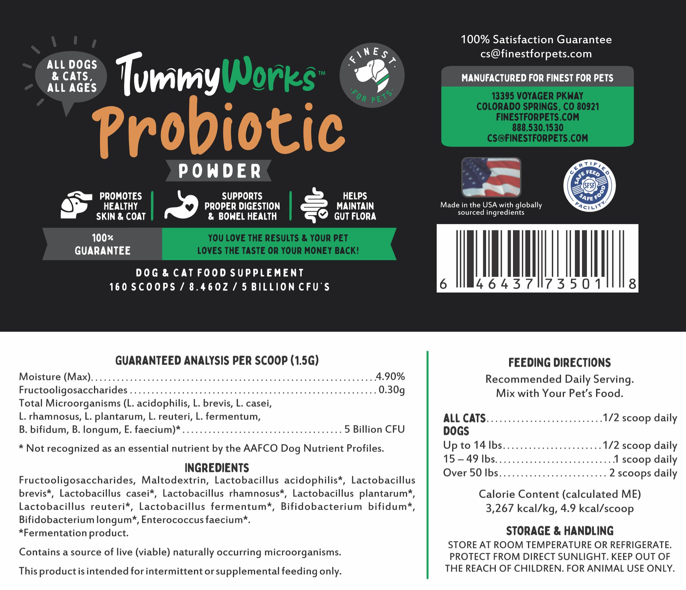 Hero shot of Finest For Pets TummyWorks packaging promoting digestive health support.