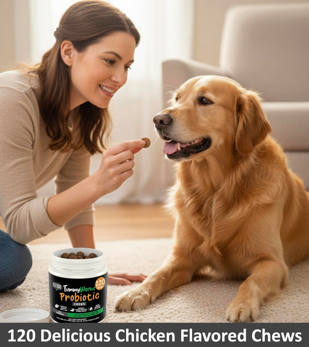 Illustration of 10 probiotic strains in Finest For Pets TummyWorks for gut health