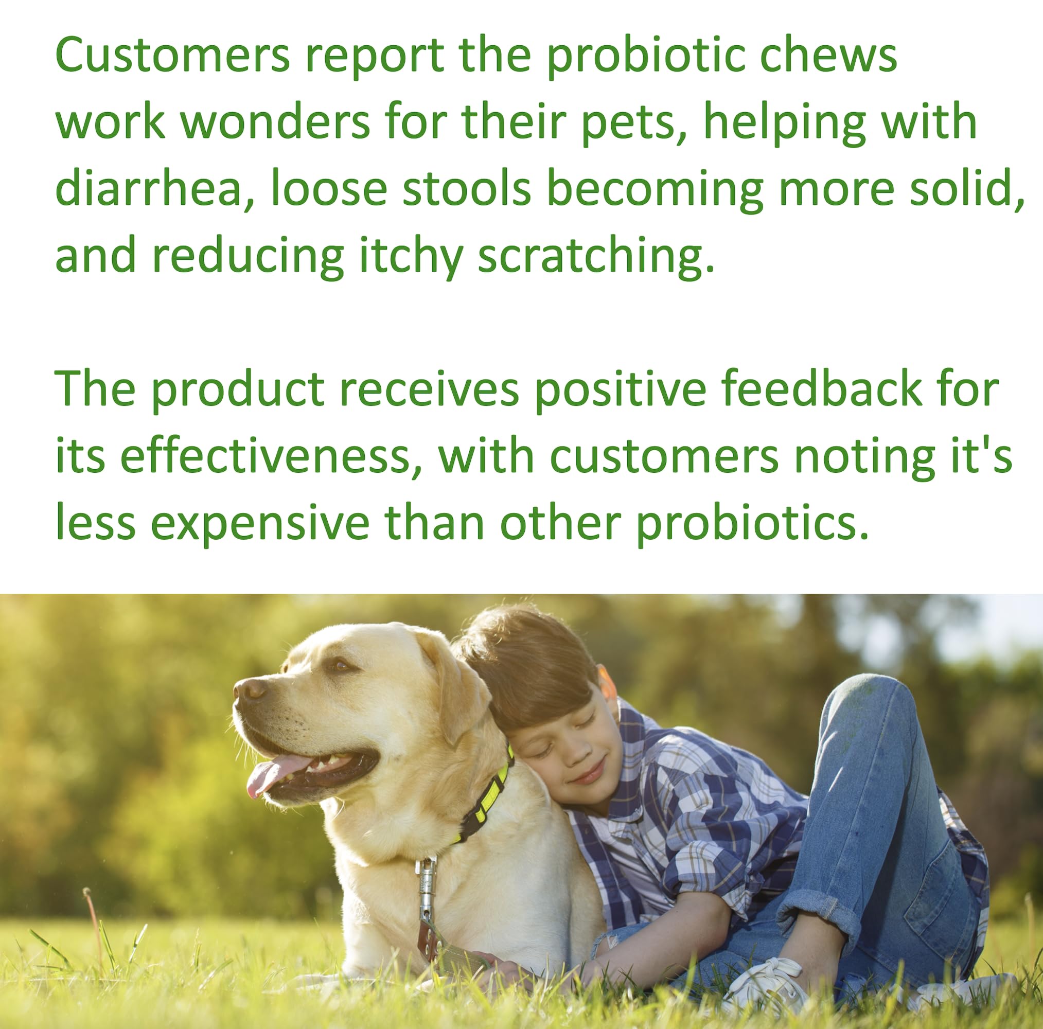 Jar of Finest For Pets TummyWorks probiotics beside a measuring scoop