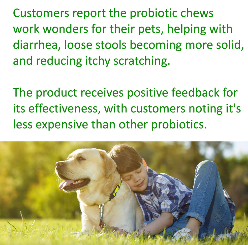 Jar of Finest For Pets TummyWorks probiotics beside a measuring scoop