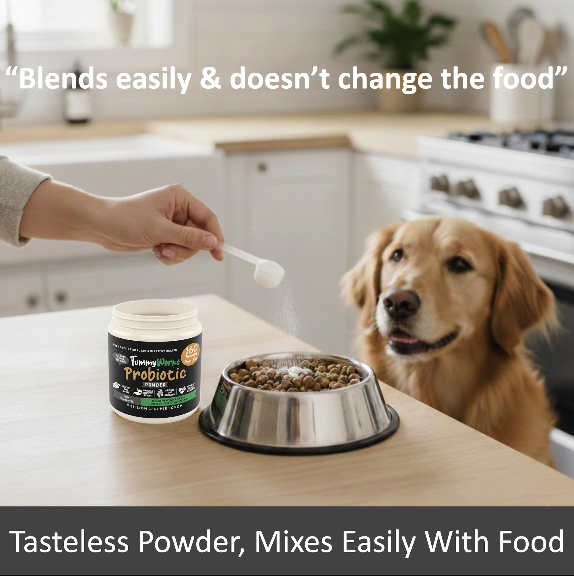USA-made seal on TummyWorks probiotic packaging from Finest For Pets.