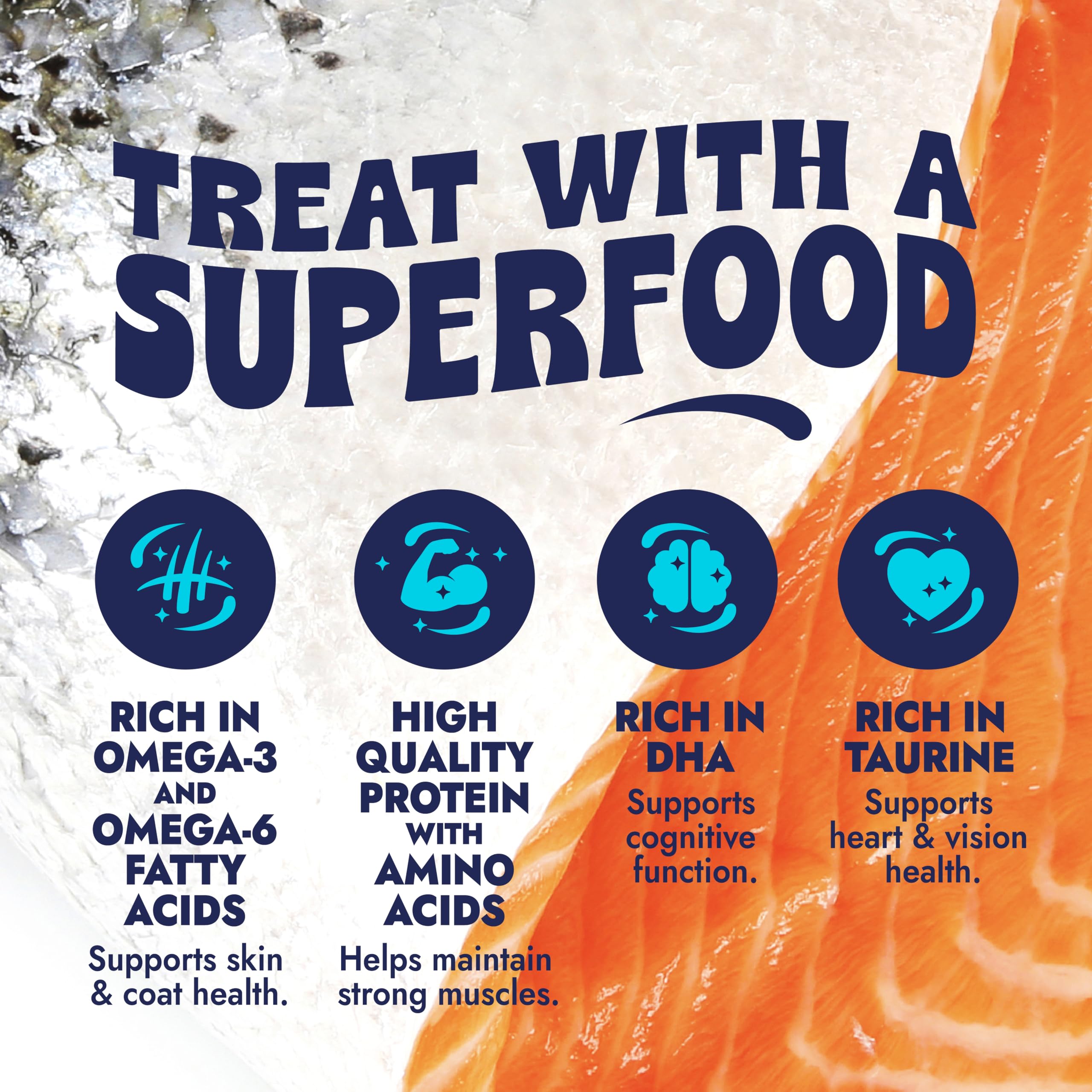 Rosemary-preserved Finfare treats maintain freshness in every salmon snack.
