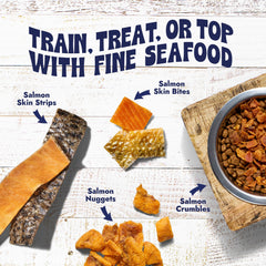 Sashimi-grade salmon in Finfare treats for premium, pure dog chews.