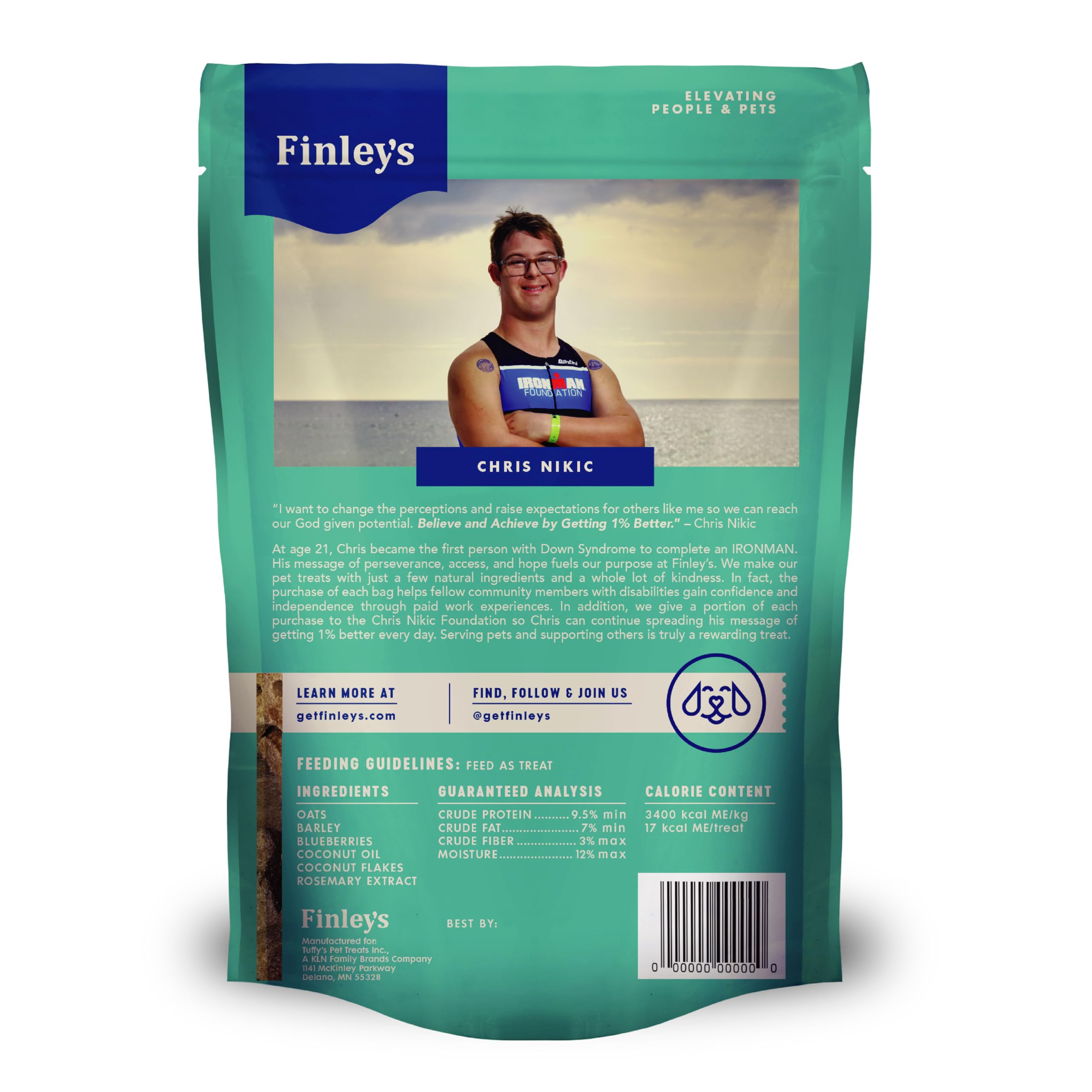 Finley’s blueberry coconut biscuit close-up highlights real ingredients and crunch.