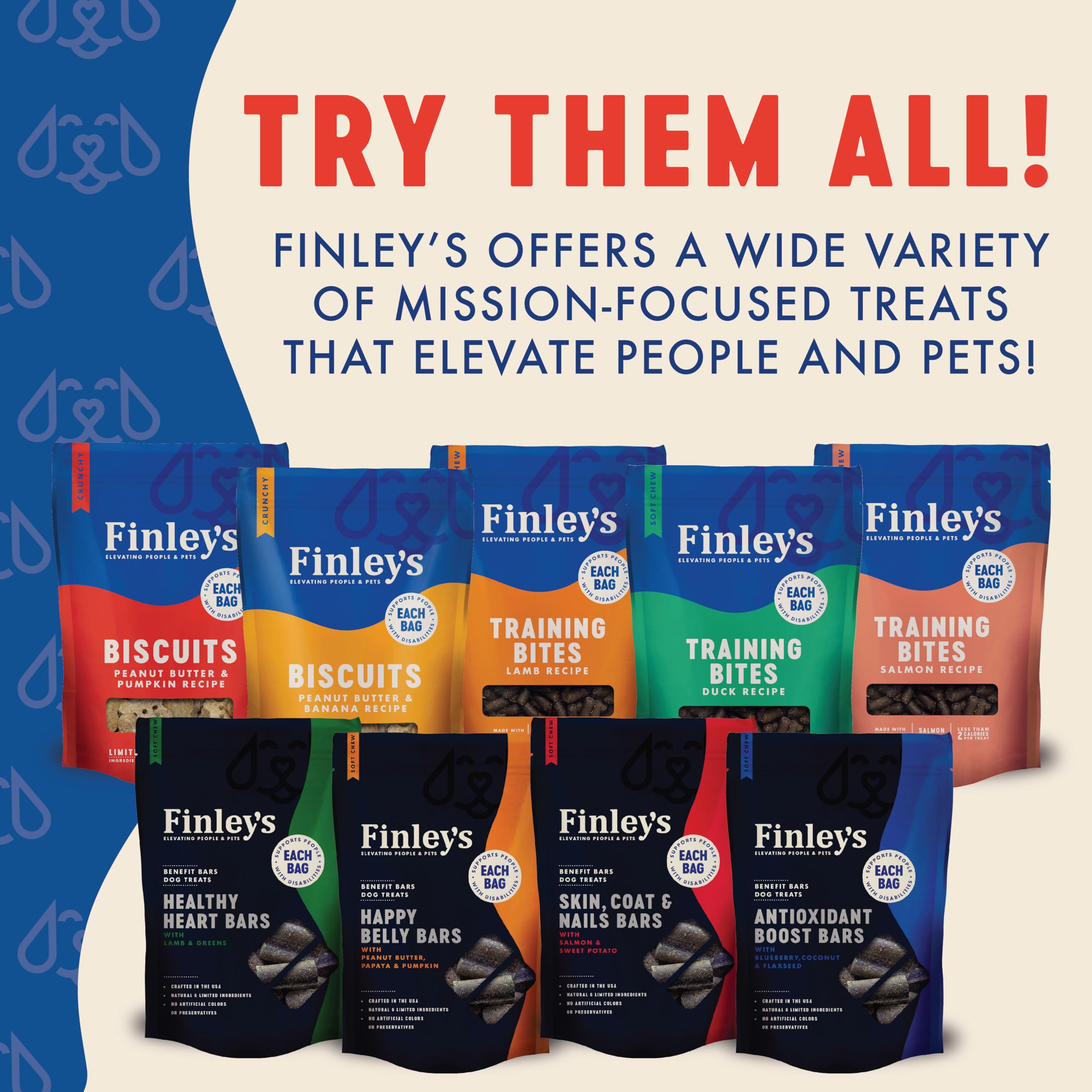Finley's Crunchy Dog Biscuits plant-based ingredients list highlights wholesome nutrition.