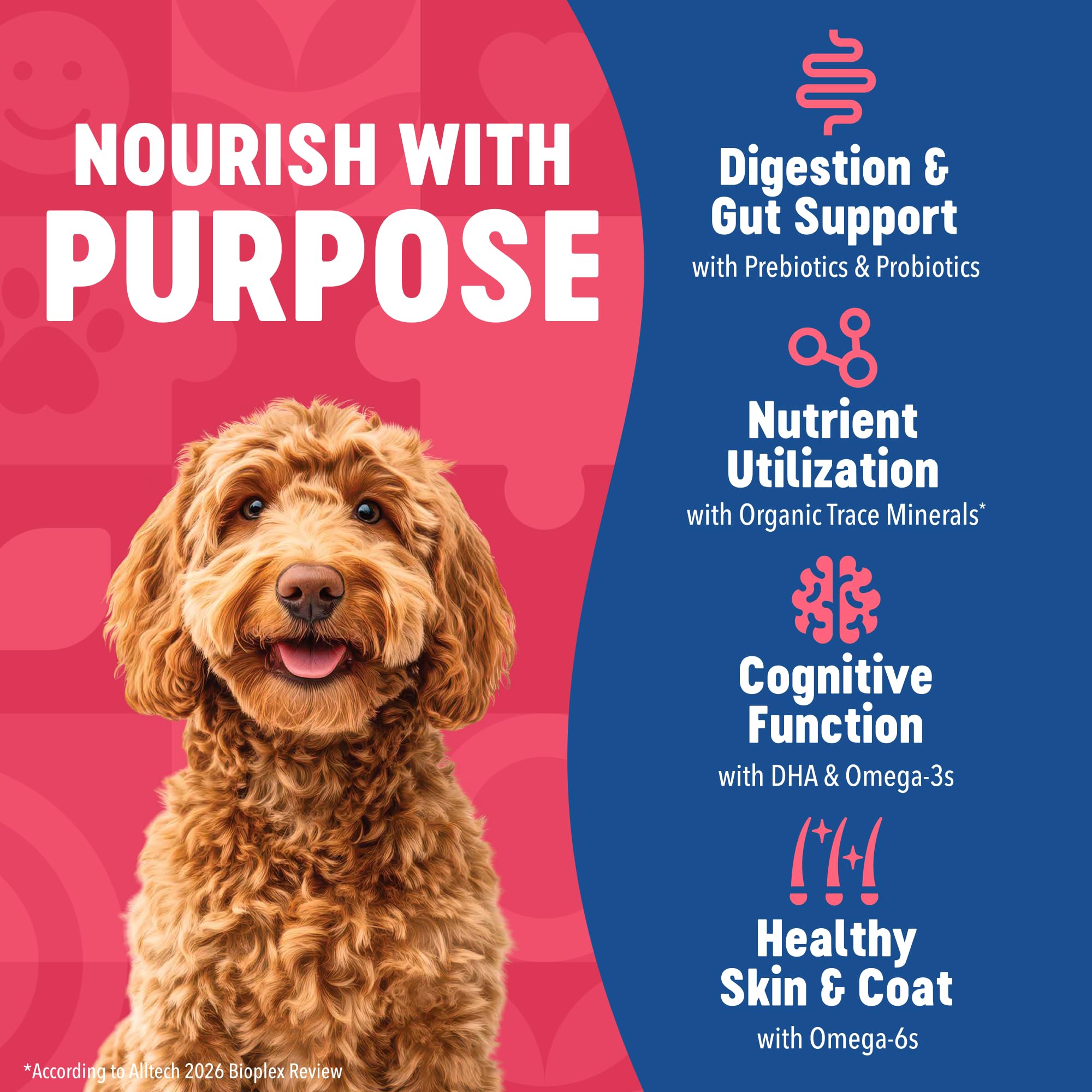 Finley's puppy-adult-senior-diet-friendly formula supports daily nutrition across life stages.