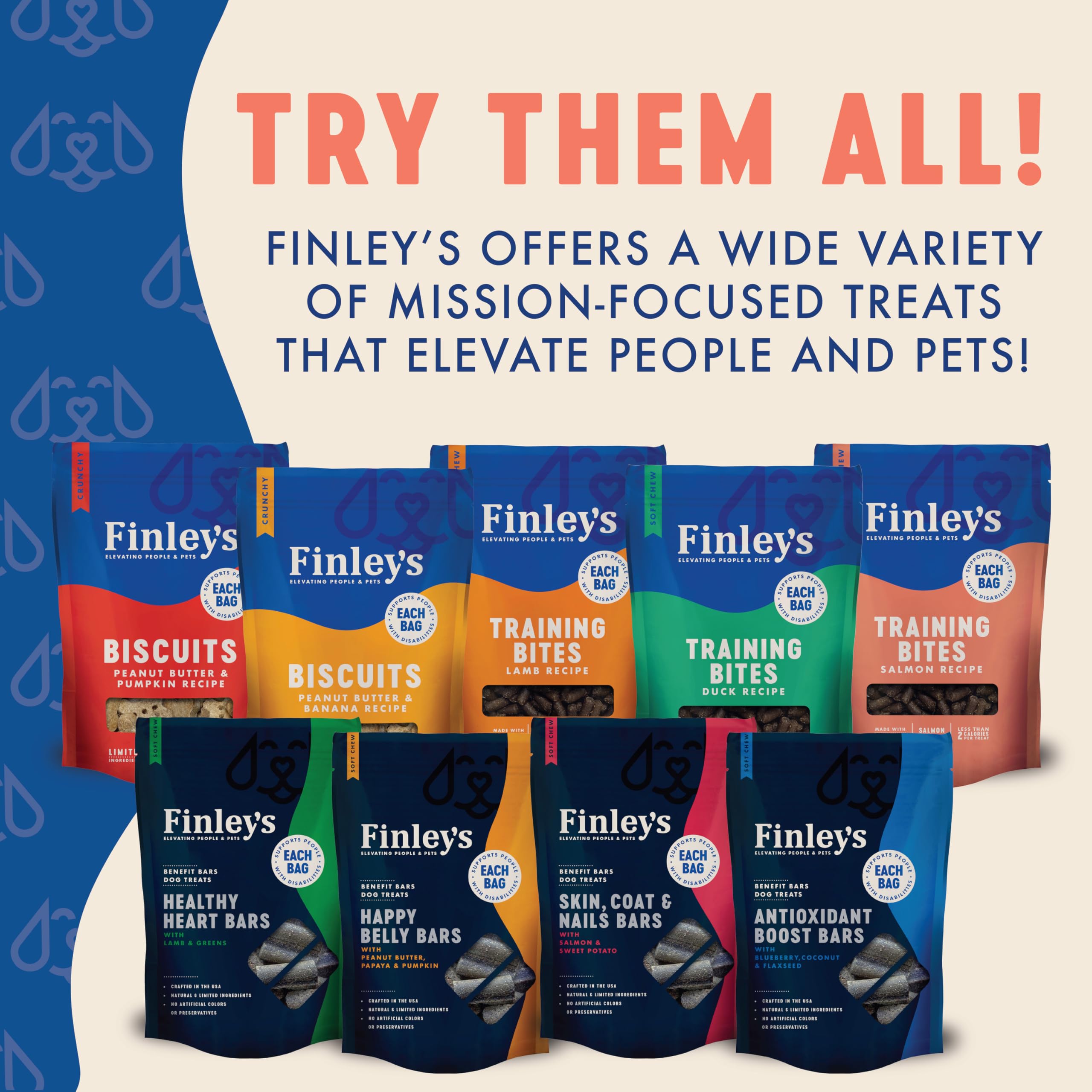 Finley's Training Bites USA-made bag; supports quality craft and inclusion.