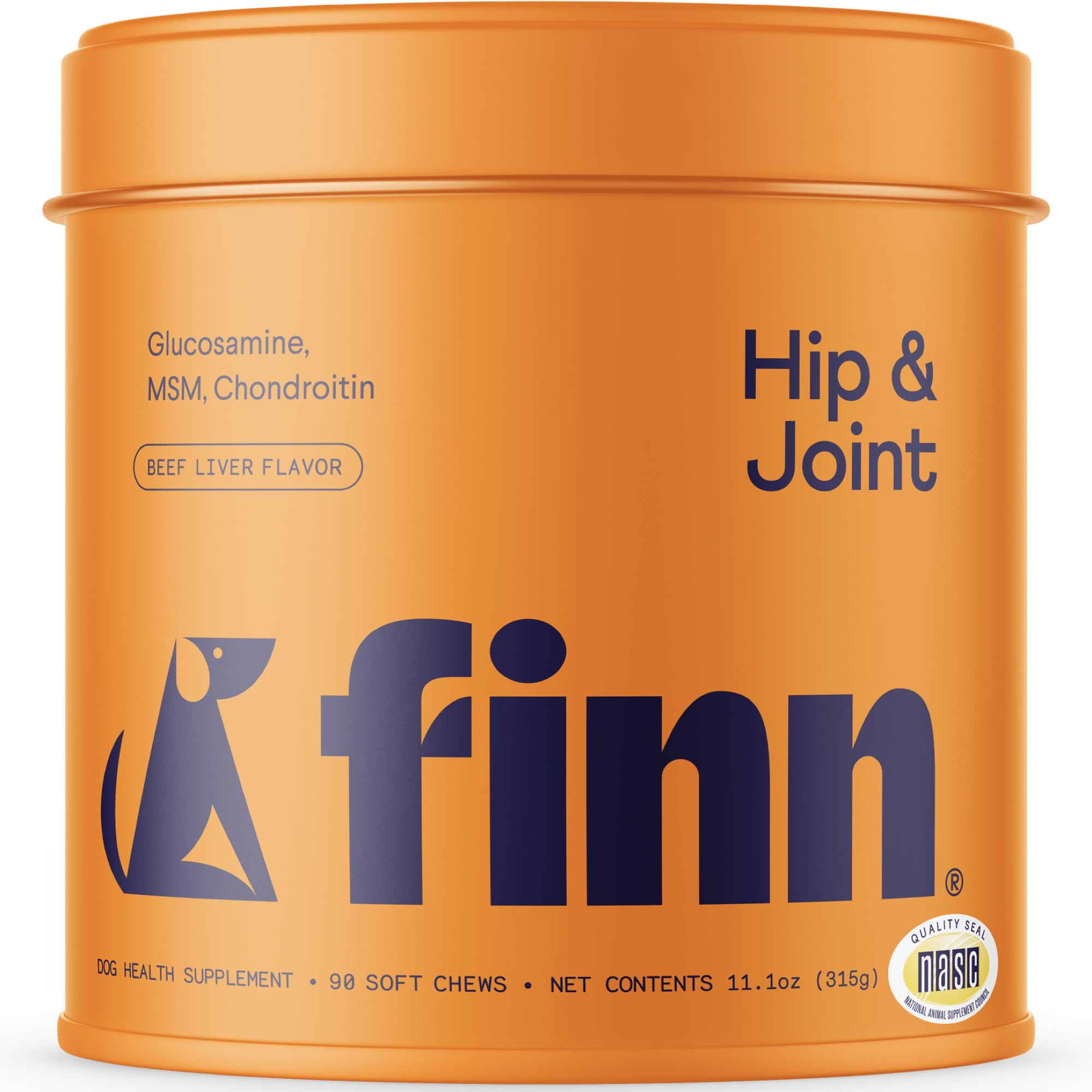 Finn Hip and Joint soft chews bottle supports daily canine mobility.