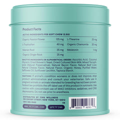 Finn Calming Aid packaging with 90 soft chews easy to store and serve