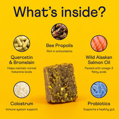 Finn colostrum and propolis packaging emphasizes immune-friendly ingredients for dogs.