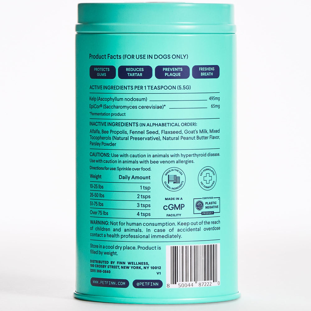 Finn Dental Powder for Dogs mixing scene, user-friendly ritual for pet dental care.