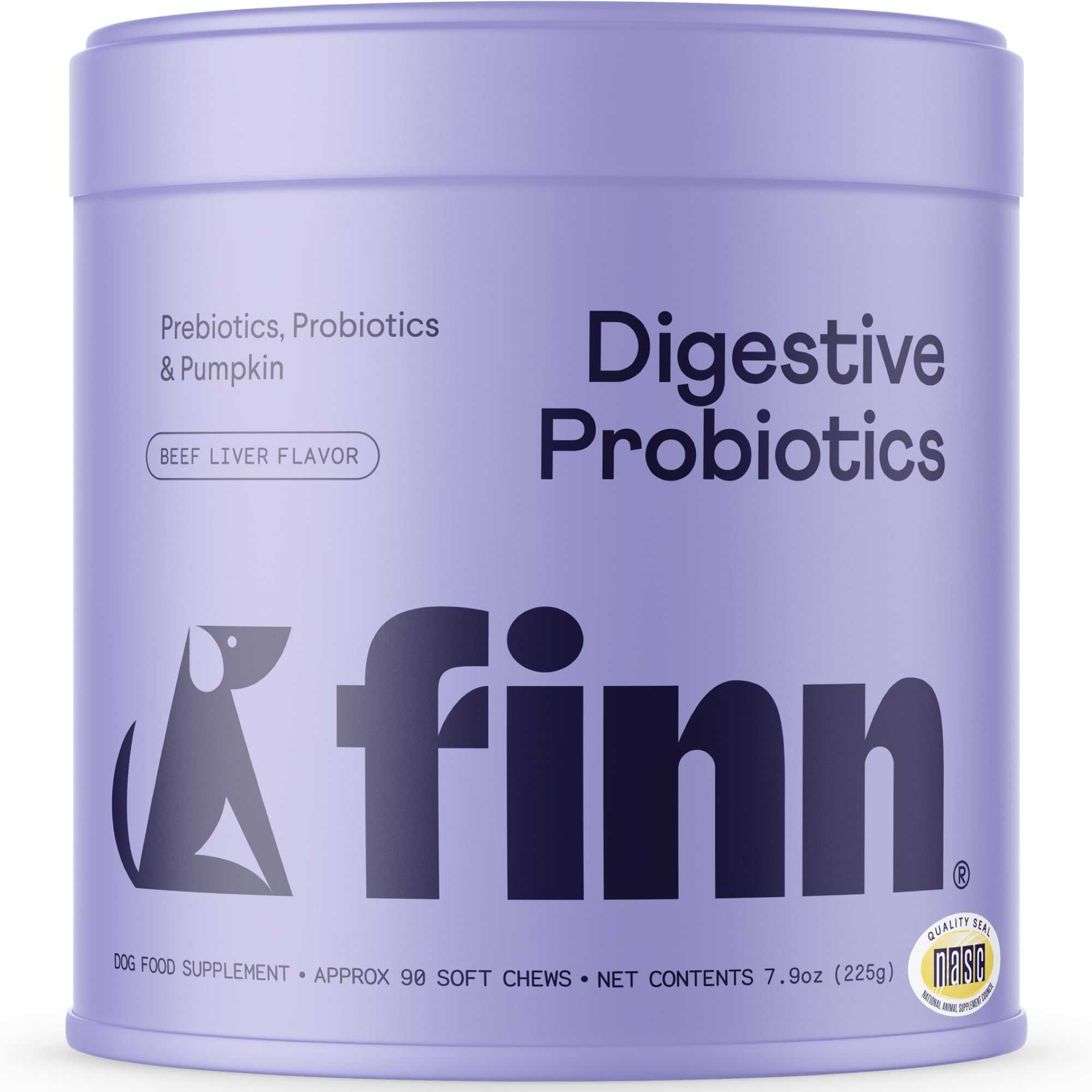 Finn Digestive Probiotics for Dogs bottle front supports gut balance and easy feeding