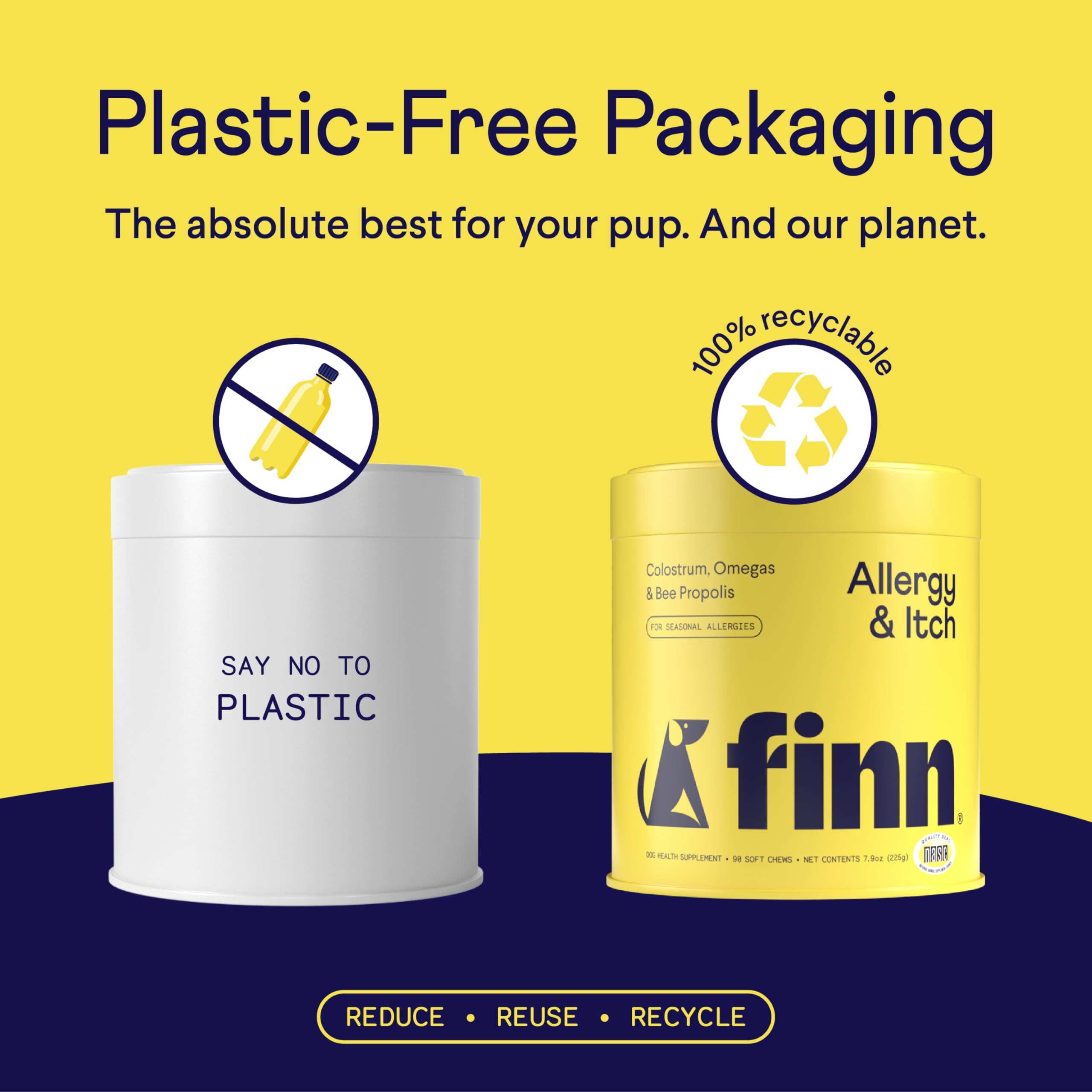 Finn NASC-certified label on tin pack highlights safety and quality.
