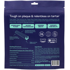 Finn Plaque Patrol dental chews closeup bacon flavor invites tasty dental care.