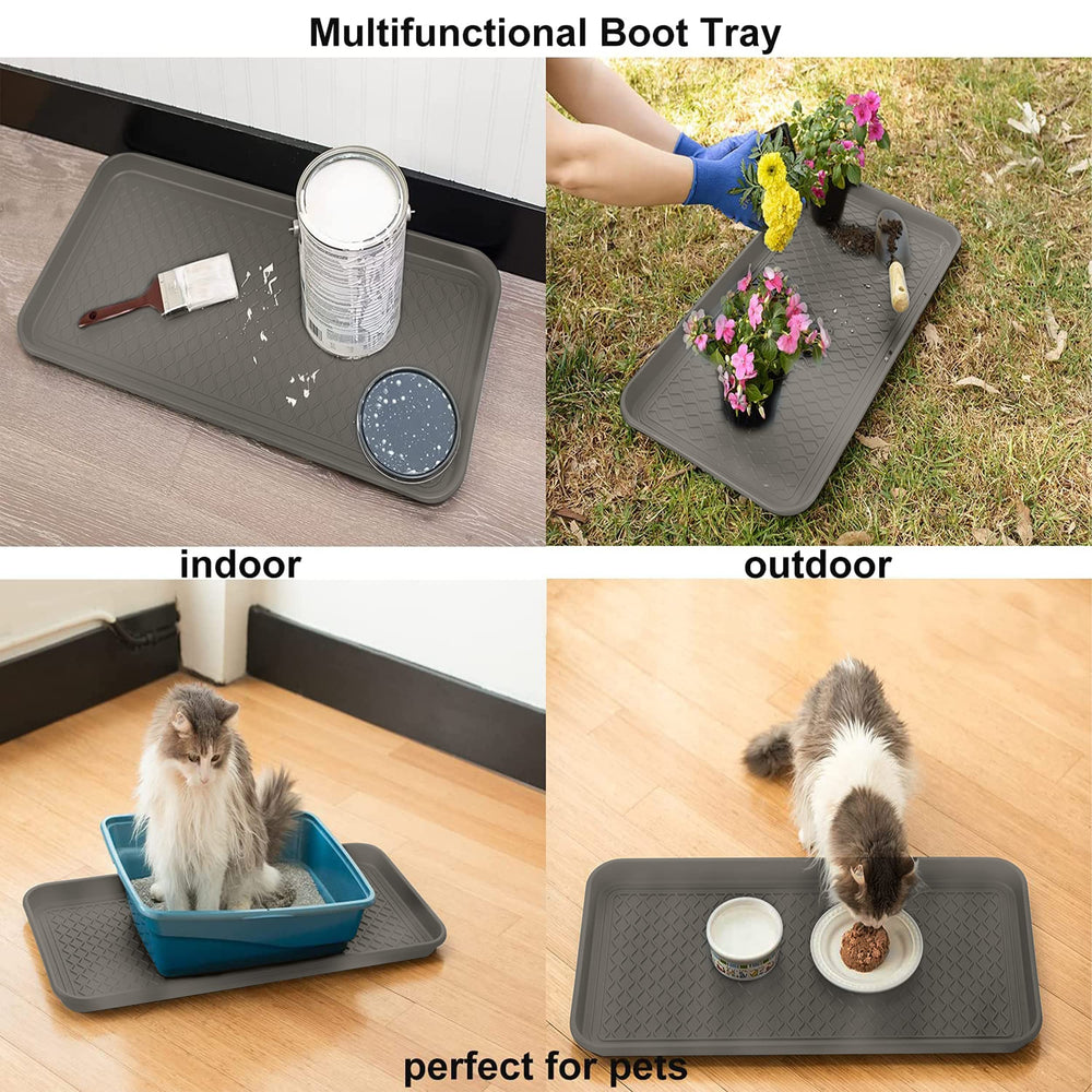 Finorder grey boot trays outdoors, ready to collect moisture.