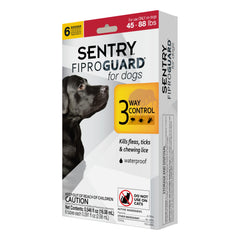 Fiproguard dog topical applied on the back to deter fleas and ticks.