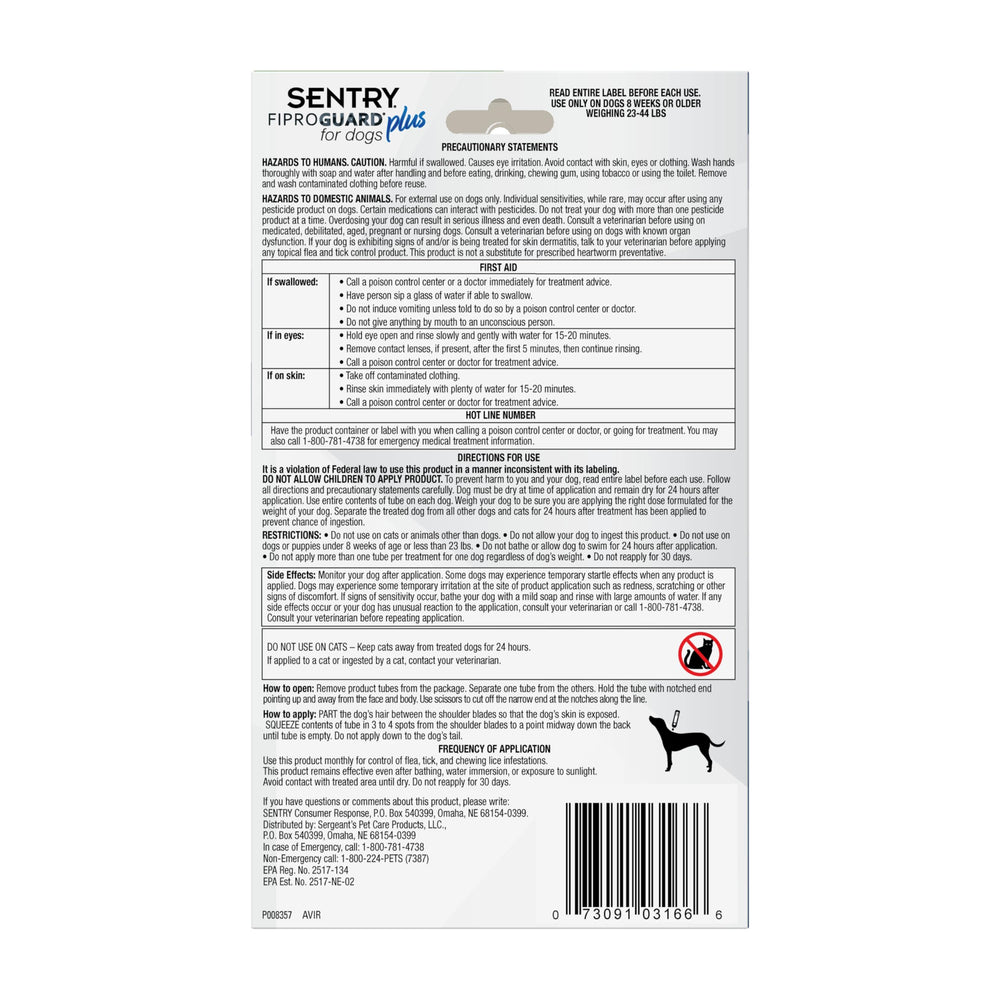 FIPROGUARD Plus easy home care for dogs 23 to 44 pounds