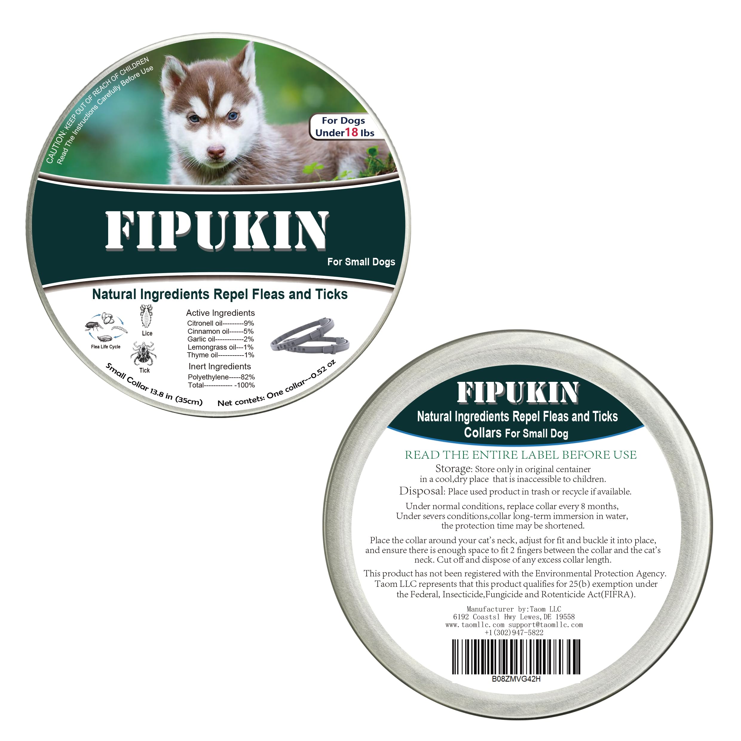 Fipukin care bundle packaging showing two collars, comb, and tick tool