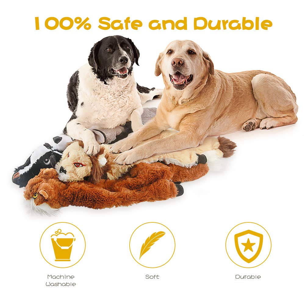 FireOr two-squeaker head-tail toys keep dogs engaged during solo play.