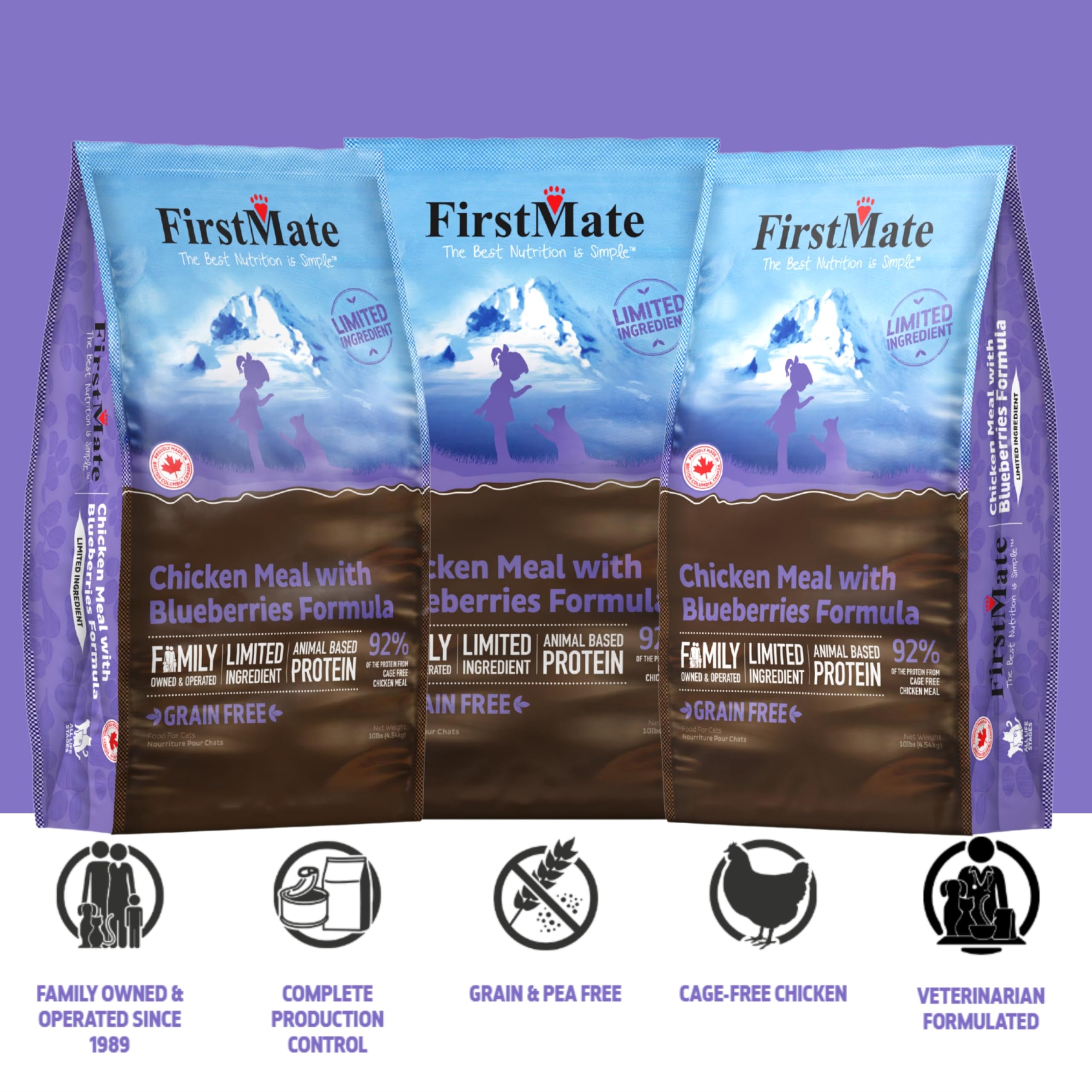 FirstMate blueberries close-up shows antioxidant-rich berries supporting wellness for cats