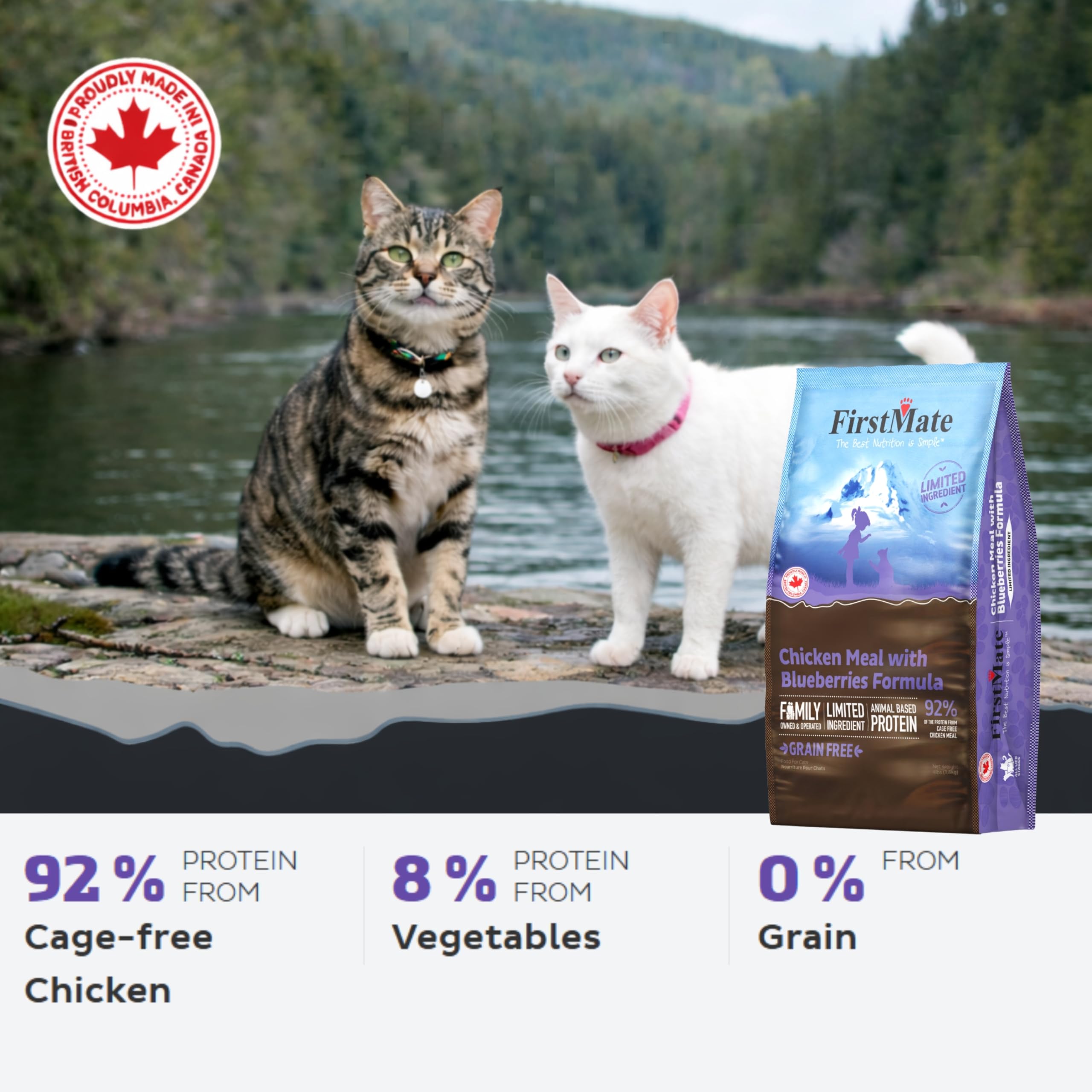 FirstMate chicken meal single-protein ingredient close-up highlights lean protein