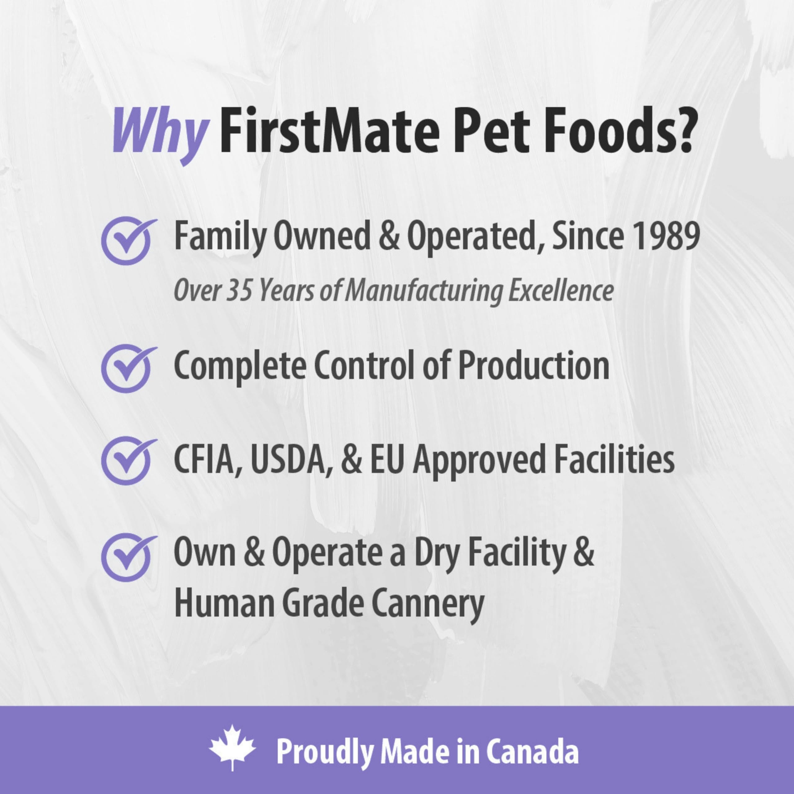 FirstMate grain-free formula label highlights pea, flax, and fish-free recipe for sensitive digestion