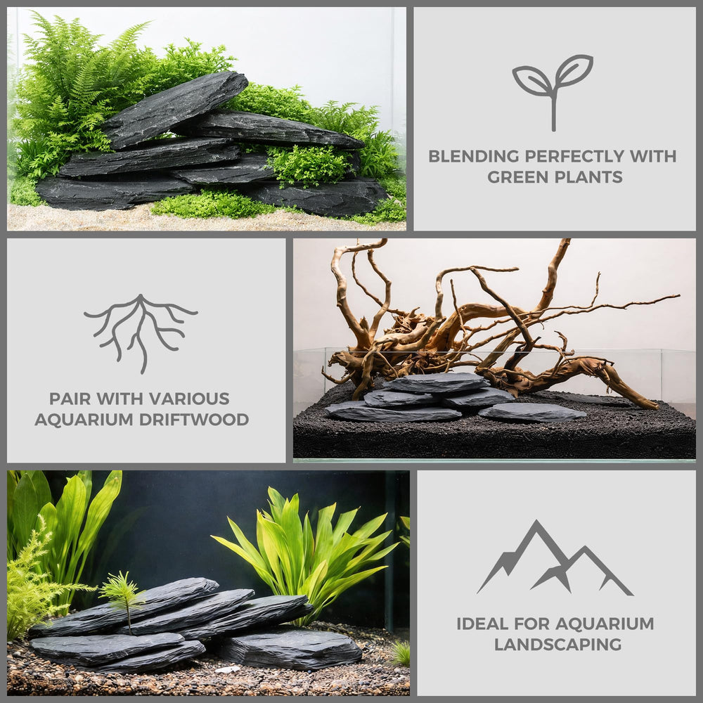 FISCAPE natural slate stone is inert and aquarium-safe for plants.