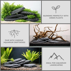 FISCAPE natural slate stone is inert and aquarium-safe for plants.